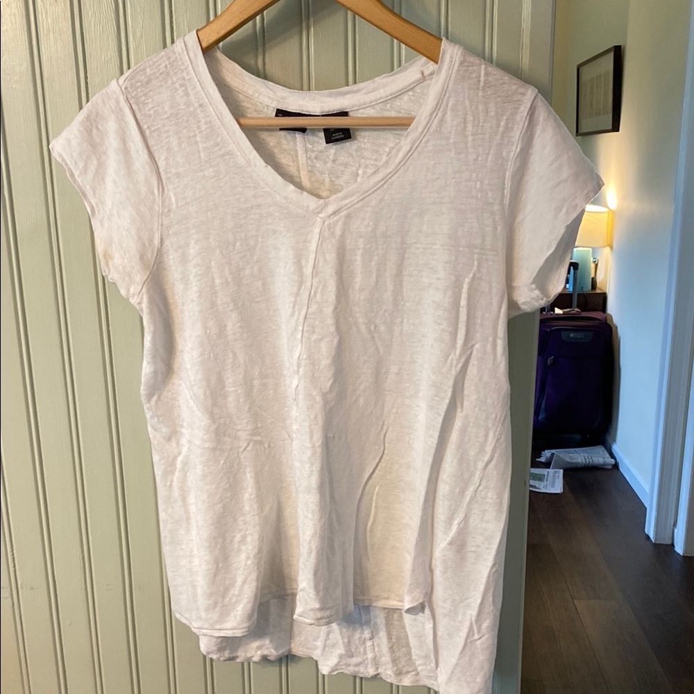 White V-Neck Women's Top